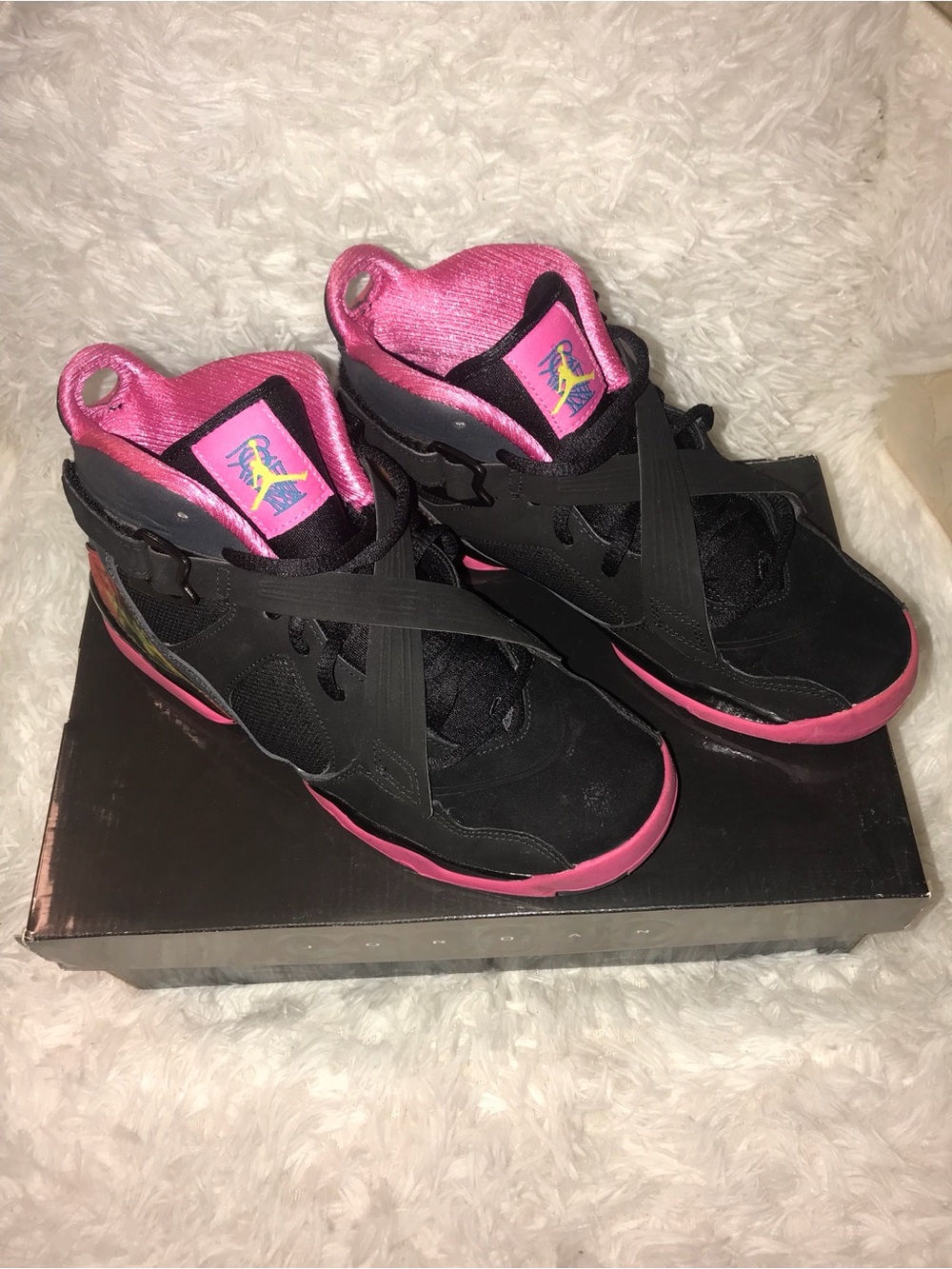 Nike air Jordan 8s Black and Pink High-Top Sneakers